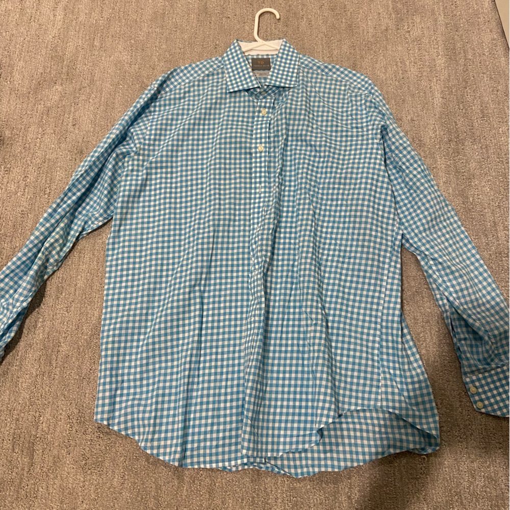 Blue and White Thomas Dean Dress Shirt